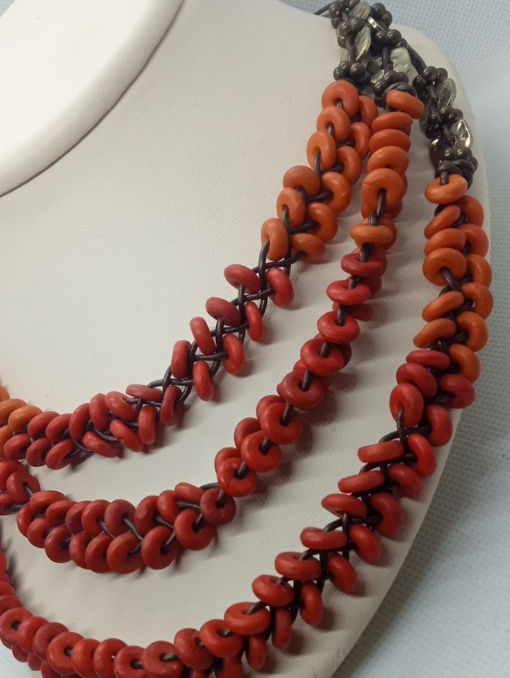 CHICO'S TRIPLE STRAND BEADED/CORD NECKLACE - Picture 3 of 7
